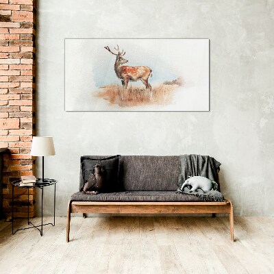 Deer in the meadow Glass Wall Art