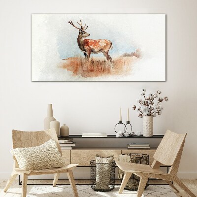 Deer in the meadow Glass Wall Art