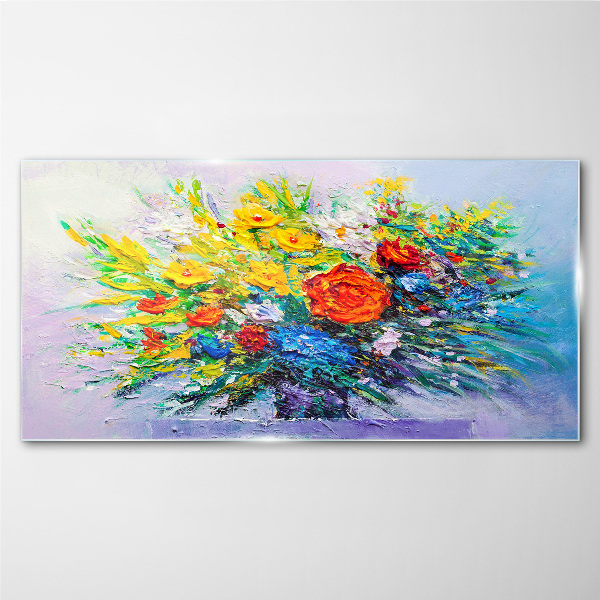 A floral arrangement in intense colours Glass Wall Art