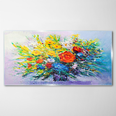 A floral arrangement in intense colours Glass Wall Art