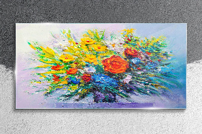 A floral arrangement in intense colours Glass Wall Art