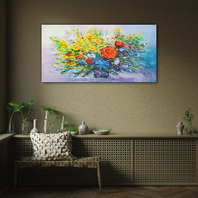 A floral arrangement in intense colours Glass Wall Art