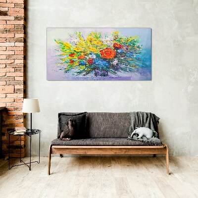 A floral arrangement in intense colours Glass Wall Art
