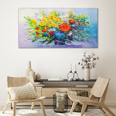 A floral arrangement in intense colours Glass Wall Art