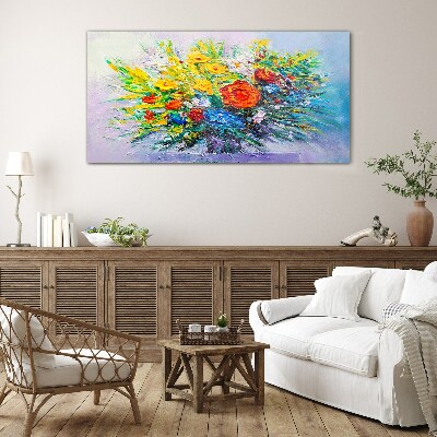 A floral arrangement in intense colours Glass Wall Art