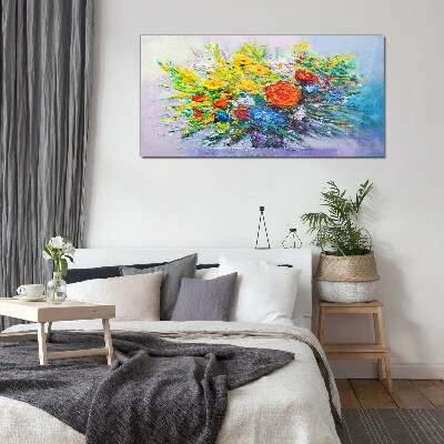 A floral arrangement in intense colours Glass Wall Art