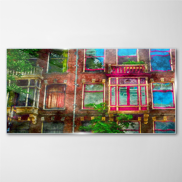 The colorful facades of Amsterdam's tenement houses Glass Wall Art