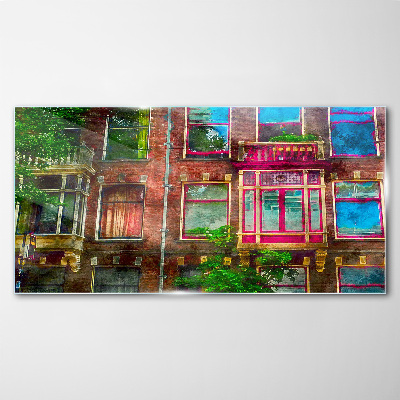 The colorful facades of Amsterdam's tenement houses Glass Wall Art