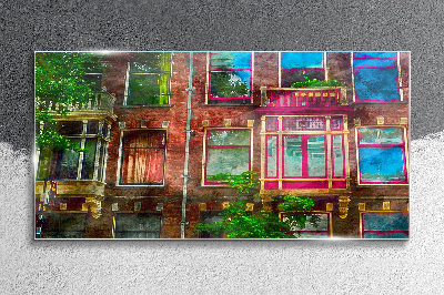 The colorful facades of Amsterdam's tenement houses Glass Wall Art