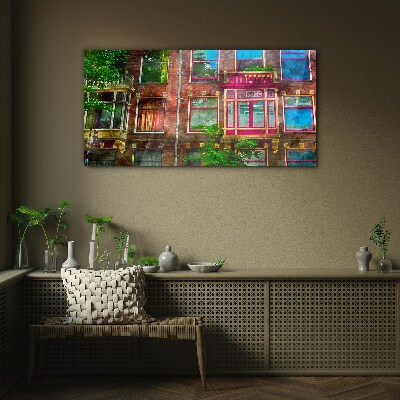 The colorful facades of Amsterdam's tenement houses Glass Wall Art