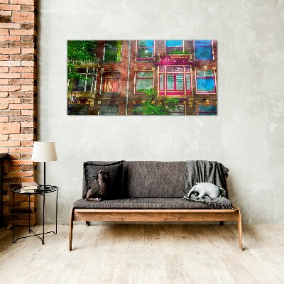The colorful facades of Amsterdam's tenement houses Glass Wall Art