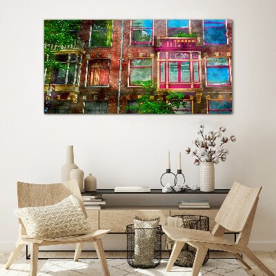 The colorful facades of Amsterdam's tenement houses Glass Wall Art