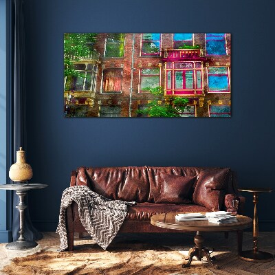 The colorful facades of Amsterdam's tenement houses Glass Wall Art