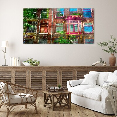 The colorful facades of Amsterdam's tenement houses Glass Wall Art