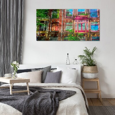 The colorful facades of Amsterdam's tenement houses Glass Wall Art