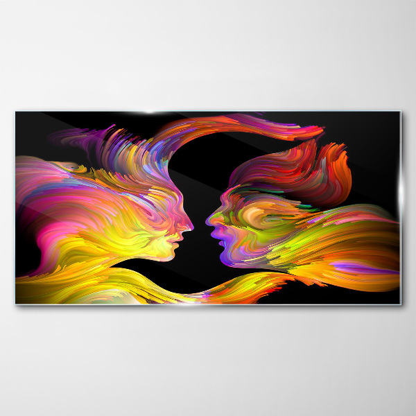 Emotional dialogue in colors Glass Wall Art