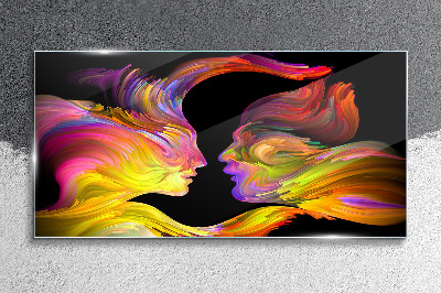 Emotional dialogue in colors Glass Wall Art