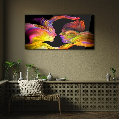 Emotional dialogue in colors Glass Wall Art