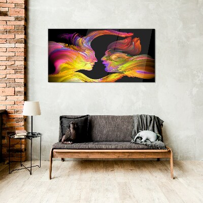 Emotional dialogue in colors Glass Wall Art
