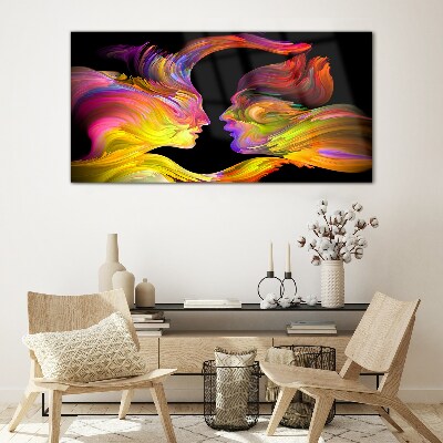 Emotional dialogue in colors Glass Wall Art