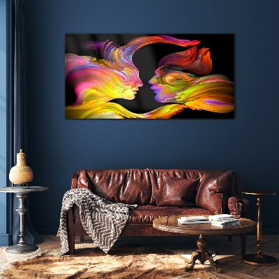 Emotional dialogue in colors Glass Wall Art