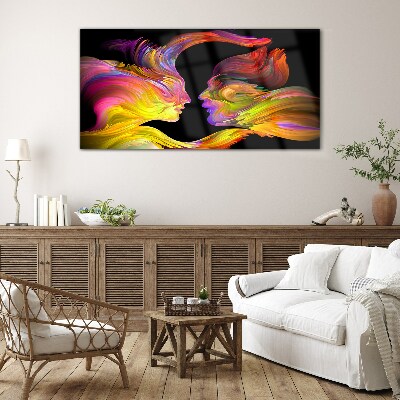 Emotional dialogue in colors Glass Wall Art