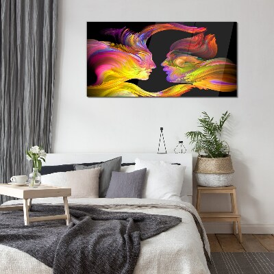 Emotional dialogue in colors Glass Wall Art