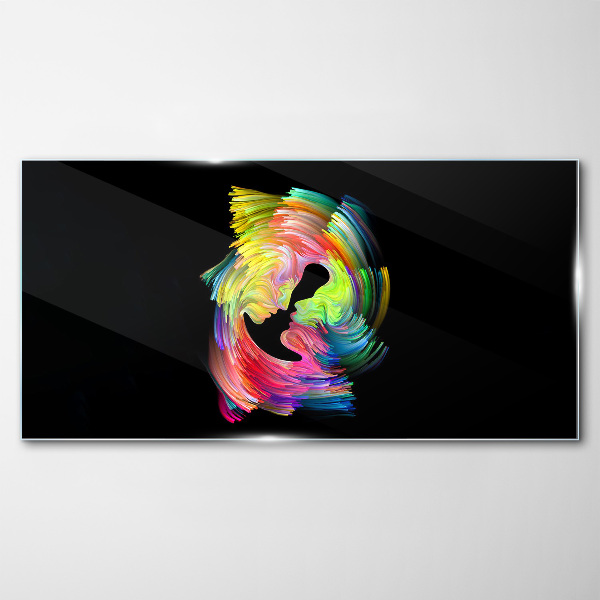 Colorful glances in the dark Glass Wall Art