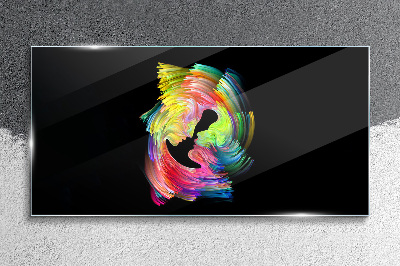 Colorful glances in the dark Glass Wall Art