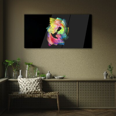 Colorful glances in the dark Glass Wall Art