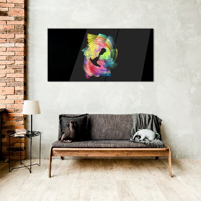 Colorful glances in the dark Glass Wall Art