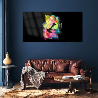 Colorful glances in the dark Glass Wall Art
