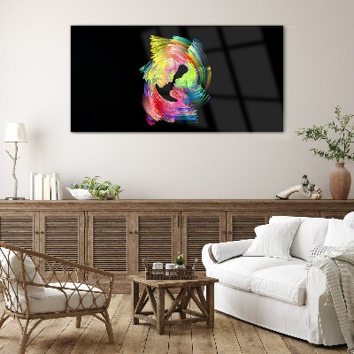 Colorful glances in the dark Glass Wall Art
