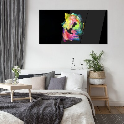 Colorful glances in the dark Glass Wall Art