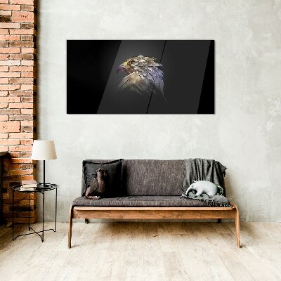 Portrait of an eagle in an abstract form Glass Wall Art
