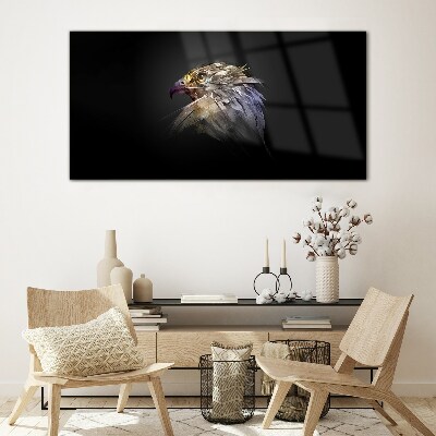 Portrait of an eagle in an abstract form Glass Wall Art