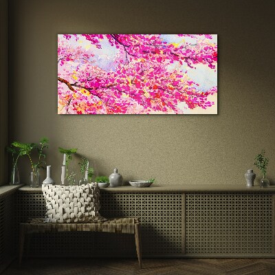 Flower explosions in pink Glass Wall Art