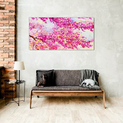 Flower explosions in pink Glass Wall Art