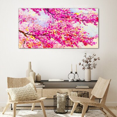 Flower explosions in pink Glass Wall Art