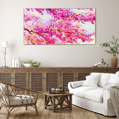 Flower explosions in pink Glass Wall Art
