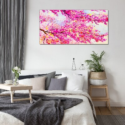 Flower explosions in pink Glass Wall Art