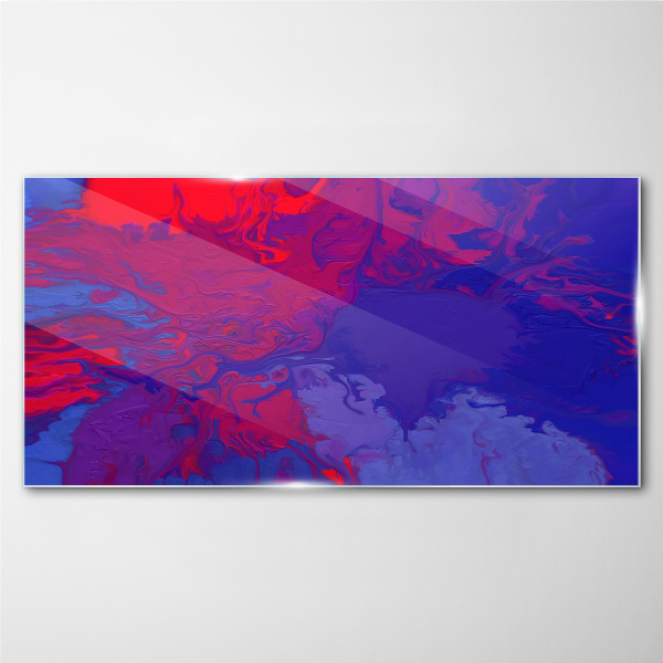 A wave of colors in purple and blue Glass Wall Art