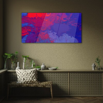 A wave of colors in purple and blue Glass Wall Art