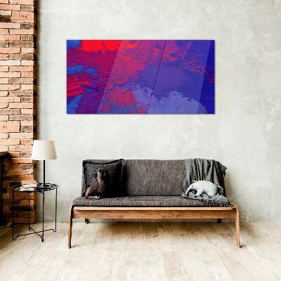 A wave of colors in purple and blue Glass Wall Art