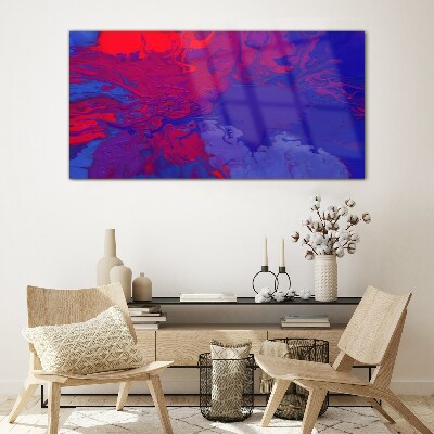 A wave of colors in purple and blue Glass Wall Art
