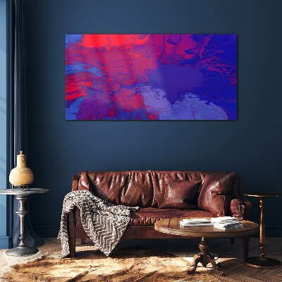 A wave of colors in purple and blue Glass Wall Art