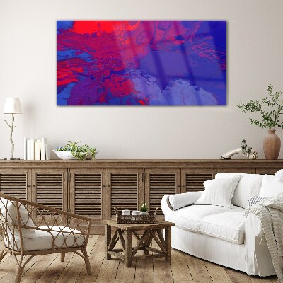 A wave of colors in purple and blue Glass Wall Art