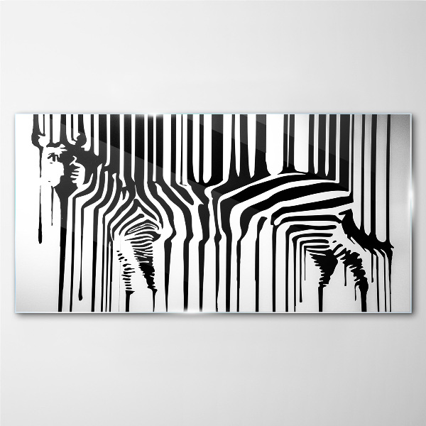 Distorted faces in black and white Glass Wall Art