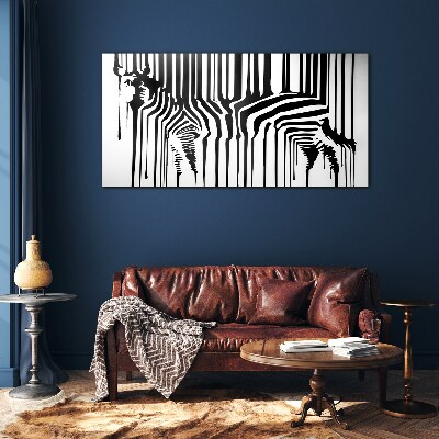 Distorted faces in black and white Glass Wall Art