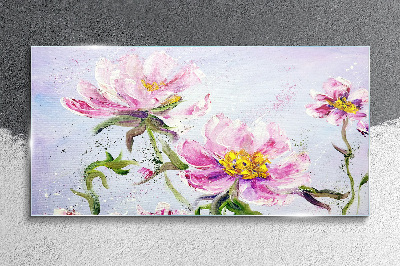 Floral dreams in pastel tones Glass Wall Art
